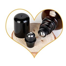 2PCS 100ML Upscale Empty Refillable Amber Glass Roll on Bottles Essential Oil Perfume Roller Bottles with Stainless Steel Roller Ball and Black Cap Attar Bottle