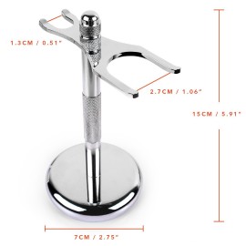 QShave Deluxe Chrome Razor and Brush Stand Holder, Prolong The Life of Your Shaving Brush, 2 Prongs
