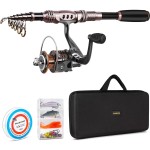 PLUSINNO Spinning Rod and Reel Combos Telescopic Fishing Rod Pole with Reel Line Lures Hooks Fishing Carrier Bag Case and Accessories Fishing Gear Organizer (1.8M 5.91FT Fishing Gear Organizer) ...