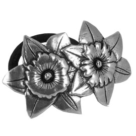 Ponytail Holder, Hair Accessory, Women\'s Hair Tie, Daffodil Design, Handcrafted in the USA by Oberon Design