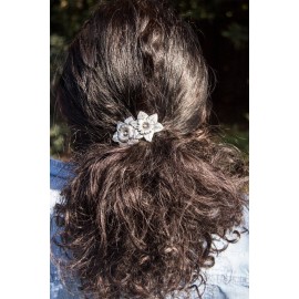 Ponytail Holder, Hair Accessory, Women\'s Hair Tie, Daffodil Design, Handcrafted in the USA by Oberon Design