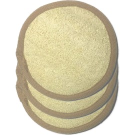 3 pcs/Set 44 Natural Exfoliating Face Pad Loofah Sponge Facial Brush - Shower Scrubber - Body Bath Spa for Men & Women, Renewable Resource (Front 100% Loofah + Back 100% Pile Fabrics) Pack of 3