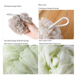LissomPlume Mesh Pouf Bath Sponge Exfoliating Shower Ball Pom Cleaning Accessory Green