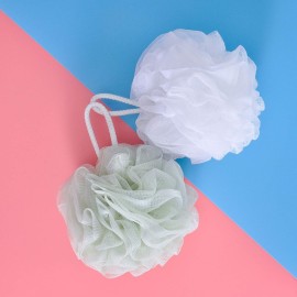 LissomPlume Mesh Pouf Bath Sponge Exfoliating Shower Ball Pom Cleaning Accessory Green