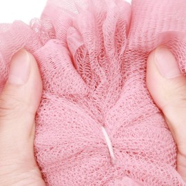 LissomPlume Bath Shower Sponge Loofah Mesh Pouf Brush Ball Exfoliating Accessory Pink Color