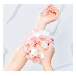 LissomPlume Bath Shower Sponge Loofah Mesh Pouf Brush Ball Exfoliating Accessory Pink Color