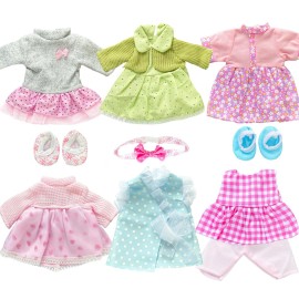 Pack of 6 Alive Lovely Baby Dress Clothes Accessories Gown Outfits Fits for 12inch Doll Bitty Baby Doll