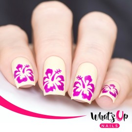 Whats Up Nails - Hibiscus Nail Vinyl Stencils for Nail Art Design (2 Sheets, 40 Stencils Total)