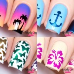 Whats Up Nails - Nail Vinyl Stencils Variety Pack 4pcs (Anchor, Palm, Hibiscus, Butterflies) for Nail Art Design