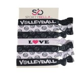 SportyBella Girls Volleyball Hair Accessories - No Crease Elastics with Volleyball Design, Set of 7 for Games