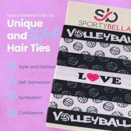 SportyBella Girls Volleyball Hair Accessories - No Crease Elastics with Volleyball Design, Set of 7 for Games SportyBella Girls Volleyball Hair Accessories - No Crease Elastics with Volleyball Design, Set of 7 for Games