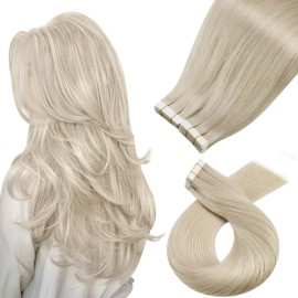 Moresoo 40 Pieces Blonde Tape in Extensions Platinum Blonde Tape in Hair Extensions Human Hair 100g Remy Hair Extensions Tape in for Women Fashion Thick Hair 18 Inch 60