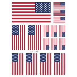 Supperb American Flag Temporary Tattoo Kit, USA Flag Temporary Tattoos 4th of July (16 flags)
