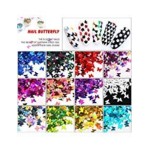 MEILINDS 3D Glitter Sequins Nail Art Tips Charms Butterfly Design Manicure Nail Decoration 12 Colors