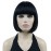 Lydell 8 Straight Short Bob Hair Flat Bangs Cute Central Dot Skin Top Heat Resistant Synthetic Wigs (Black)