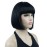 Lydell 8 Straight Short Bob Hair Flat Bangs Cute Central Dot Skin Top Heat Resistant Synthetic Wigs (Black)