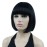 Lydell 8 Straight Short Bob Hair Flat Bangs Cute Central Dot Skin Top Heat Resistant Synthetic Wigs (Black)