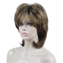 Aimole Soft Shaggy Layered Medium Length Classic Cap Synthetic Women Wigs(12TT26)
