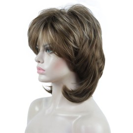 Aimole Soft Shaggy Layered Medium Length Classic Cap Synthetic Women Wigs(12TT26)