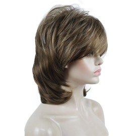 Aimole Soft Shaggy Layered Medium Length Classic Cap Synthetic Women Wigs(12TT26)