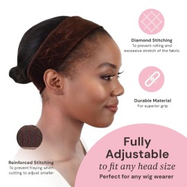 MILANO COLLECTION WiGrip, The Original Comfort Non Slip Wig Grip Band, Adjustable Wig Band for Glueless Support, Tension-Free, One Size Fits All, Chocolate Brown, 2 Pack