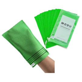 Modu 10 Pcs Korean Exfoliating Mitt Bath Washcloth 9.1 X 6 in-Asian Italy Towel (Large 10 Pcs Green)