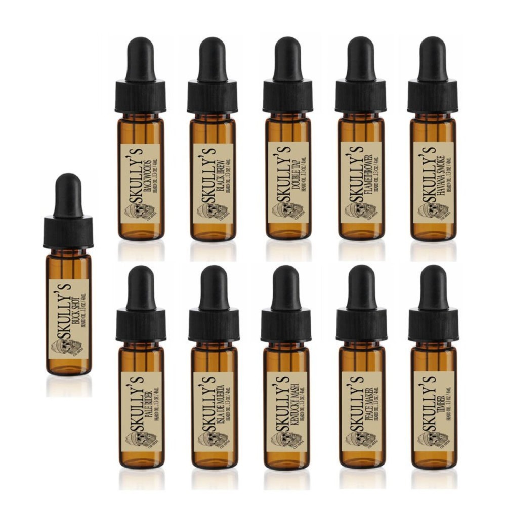 Skully\'s Beard Oil Sample Set (11) 5 ml glass drams, travel pack