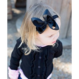 RuffleButts Girls Black Bow Headband - One Size