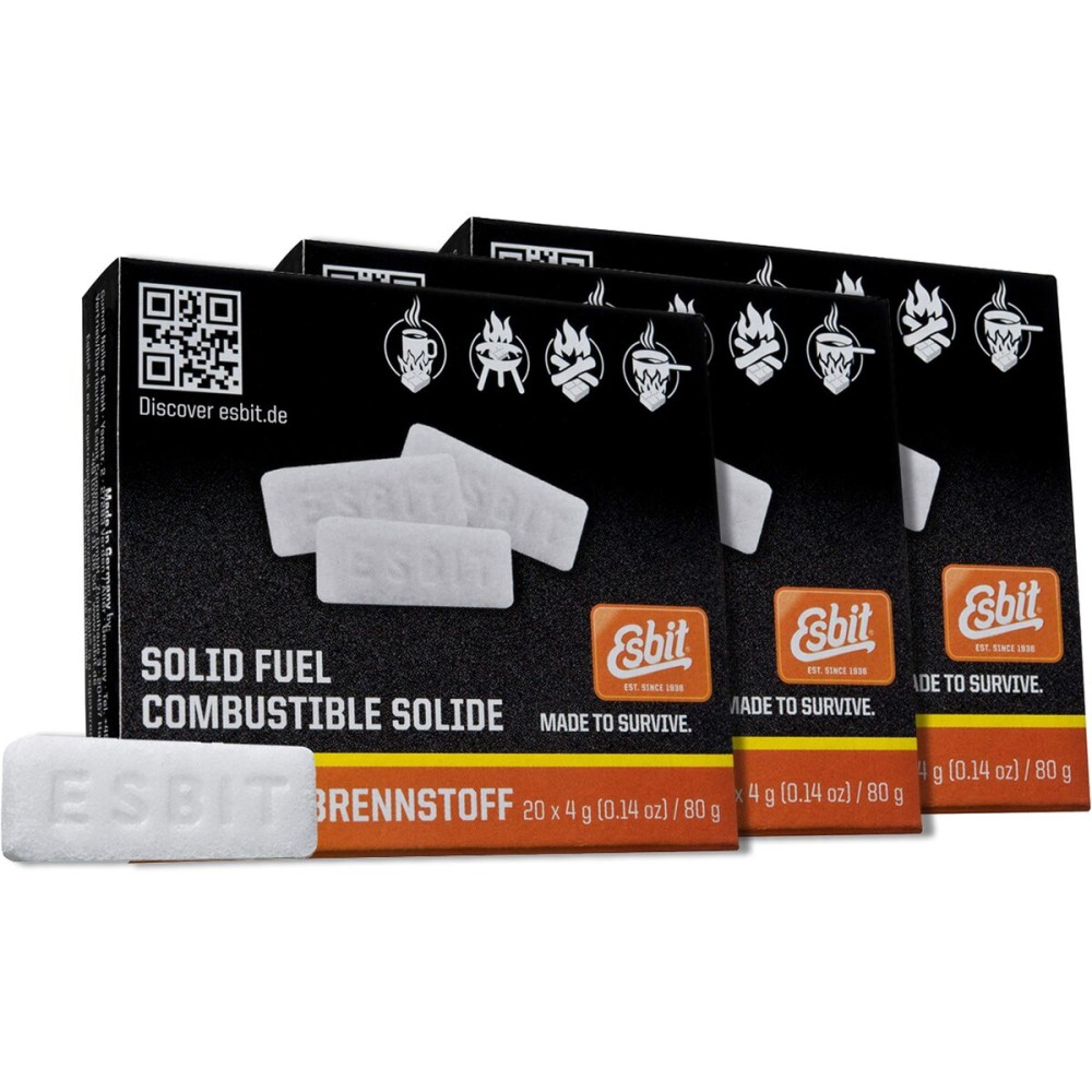 Esbit 4g Solid Fuel Tablets for Backpacking & Camping Stoves & Grills, 1300-Degree Smokeless Emergency Fire Starter Squares, 60 Pack Esbit 4g Solid Fuel Tablets for Backpacking & Camping Stoves & Grills, 1300-Degree Smokeless Emergency Fire Starter Squares, 60 Pack