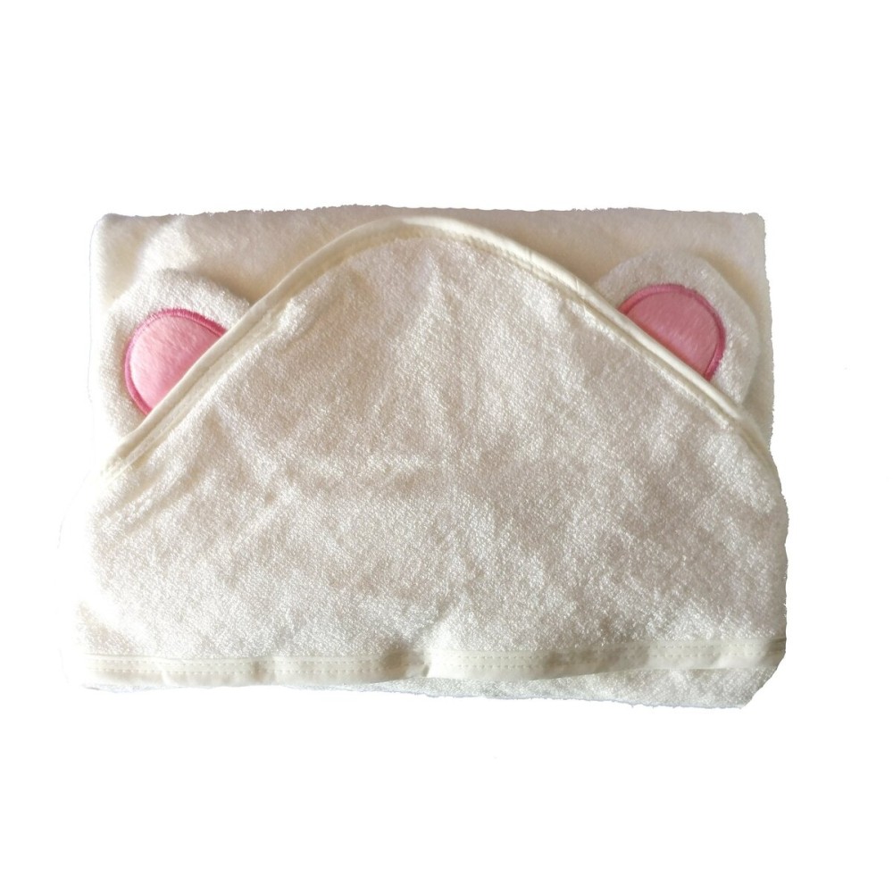 Hooded Baby Towel - 100% Rayon Made from Bamboo, Soft Bath Towel with Bear Ears for Babie, Toddler, Infant - Ultra Absorbent - Pink, Small