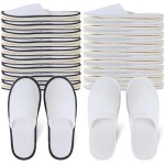 Yeios 20 Pairs Disposable Slippers for Guests Hotel Slippers Spa Slippers Non-slip Washable House Slipper Bulk for Adult for Men and Women White