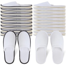 Yeios 20 Pairs Disposable Slippers for Guests Hotel Slippers Spa Slippers Non-slip Washable House Slipper Bulk for Adult for Men and Women White