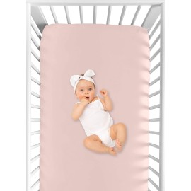 Solid Blush Pink Baby or Toddler Fitted Crib Sheet for Celestial Collection by Sweet Jojo Designs