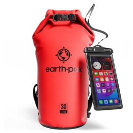 Earth Pak Waterproof Dry Bag - Roll Top Waterproof Backpack Sack Keeps Gear Dry for Kayak with Waterproof Phone Case