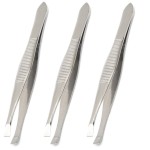 Luxxii (3 Pack) Flat Tweezers - Stainless Steel Flat Tweezers Hair Plucker for Hair and Eyebrows Personal Care (C_FLAT)