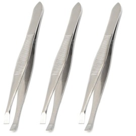 Luxxii (3 Pack) Flat Tweezers - Stainless Steel Flat Tweezers Hair Plucker for Hair and Eyebrows Personal Care (C_FLAT) Luxxii (3 Pack) Flat Tweezers - Stainless Steel Flat Tweezers Hair Plucker for Hair and Eyebrows Personal Care (C_FLAT)