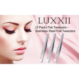 Luxxii (3 Pack) Flat Tweezers - Stainless Steel Flat Tweezers Hair Plucker for Hair and Eyebrows Personal Care (C_FLAT) Luxxii (3 Pack) Flat Tweezers - Stainless Steel Flat Tweezers Hair Plucker for Hair and Eyebrows Personal Care (C_FLAT)