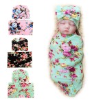 DRESHOW BQUBO Newborn Floral Receiving Blankets Newborn Baby Swaddling Hats Sleepsack Toddler Warm Shower Gift 3 Pack