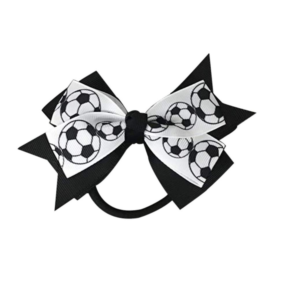 Sportybella - Soccer Hair Accessories Set: Adorable Black and White Soccer Ball Prints - Hair Bows, Ponytail Holders - Gift for Girls Soccer Enthusiasts