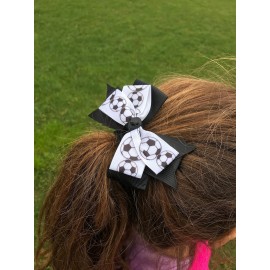 Sportybella - Soccer Hair Accessories Set: Adorable Black and White Soccer Ball Prints - Hair Bows, Ponytail Holders - Gift for Girls Soccer Enthusiasts