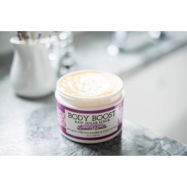 Body Boost Lavender Vanilla Raw Sugar Scrub 8 oz- Help Treat Dry Skin Stretch Marks and Scars- Pregnancy and Nursing Safe- Allergen Free- Vegan