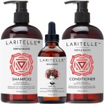 Laritelle Organic Hair Growth Set Shampoo 17 oz + Conditioner 16 oz + Hair Loss Treatment 4 oz Ayurvedic Herbs, Lavender, Ginger, Rosemary NO GMO, Sulfates, Gluten, Alcohol, Parabens, Phthalates