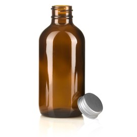 4 oz Amber Glass Boston Round Bottles with Silver Metal Screw On Caps (12 Pack) + Funnel Refillable Empty Storage Containers 4 oz Amber Glass Boston Round Bottles with Silver Metal Screw On Caps (12 Pack) + Funnel Refillable Empty Storage Containers