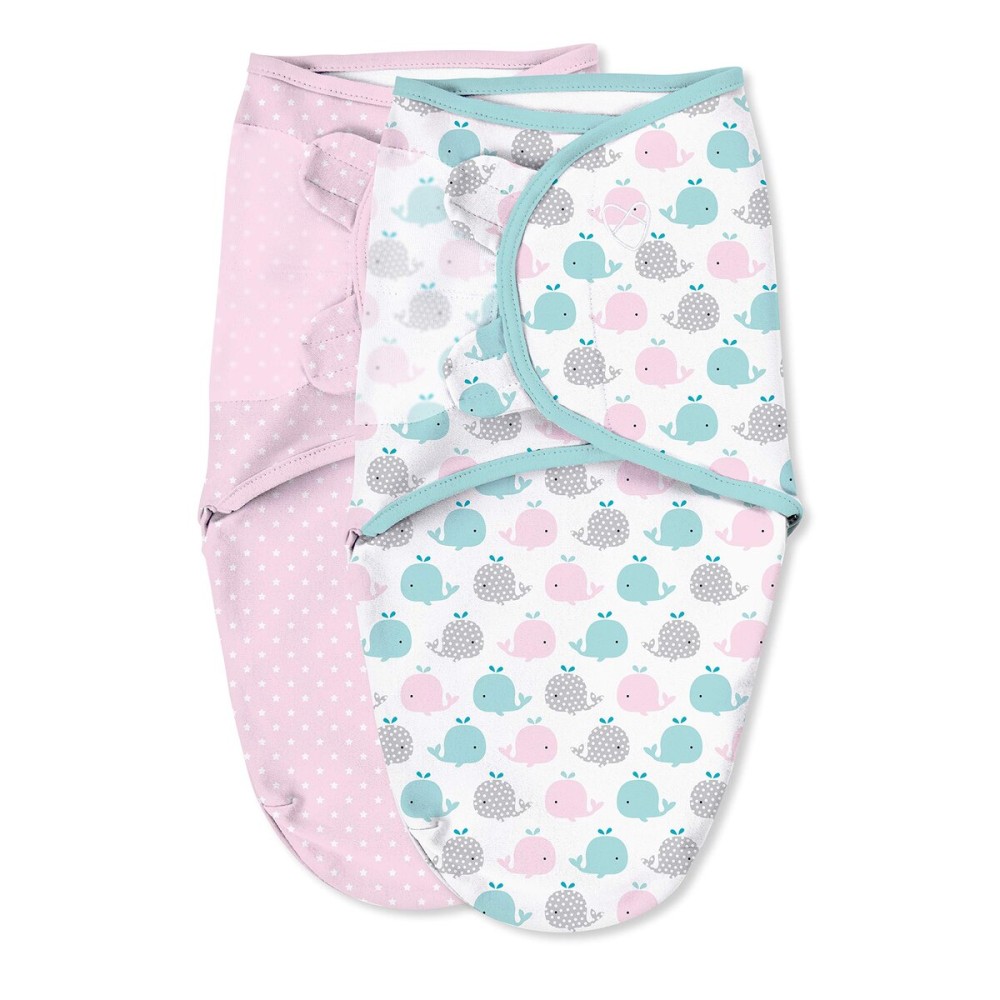SwaddleMe Original Swaddle - Size Small, 0-3 Months, 2-Pack (Pink Polka Whale)