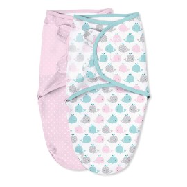 SwaddleMe Original Swaddle - Size Small, 0-3 Months, 2-Pack (Pink Polka Whale)