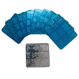 FingeAngel 10PCS Nail Plates +1 Nail Stamper + 1 Nail Scraper Nail Art Image Stamp Stamping Plates Manicure Template Nail Art Tools (A1-10)