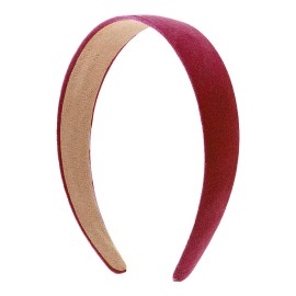 Motique Accessories 1 Inch Wide Suede Like Headband Solid Hair band for Women and Girls - Maroon