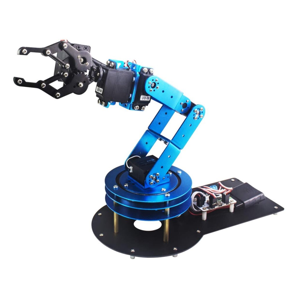Robotic Arm Kit 6DOF Programming Robot Arm with 5 Servo, Handle, Mechanical Claw and More, PC Software APP Control with Tutorial