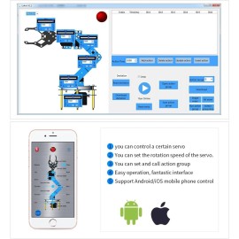 Robotic Arm Kit 6DOF Programming Robot Arm with 5 Servo, Handle, Mechanical Claw and More, PC Software APP Control with Tutorial