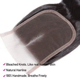 Beauty Princess Body Wave Human Hair 3 Bundles with Closure Double Weft 10A Brazilian Hair Bundles With Closure(16/18/20+14 Inch, 3 Bundles with closure)